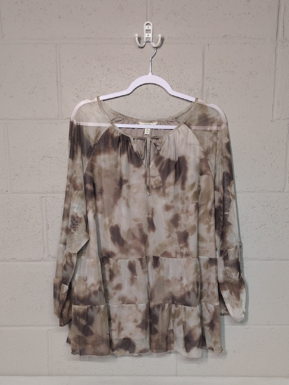 Women's Plus Size Tiered Stretchy Mesh Lined Peasant Boho Shirt Size 2X, NWOT - Picture 2 of 9